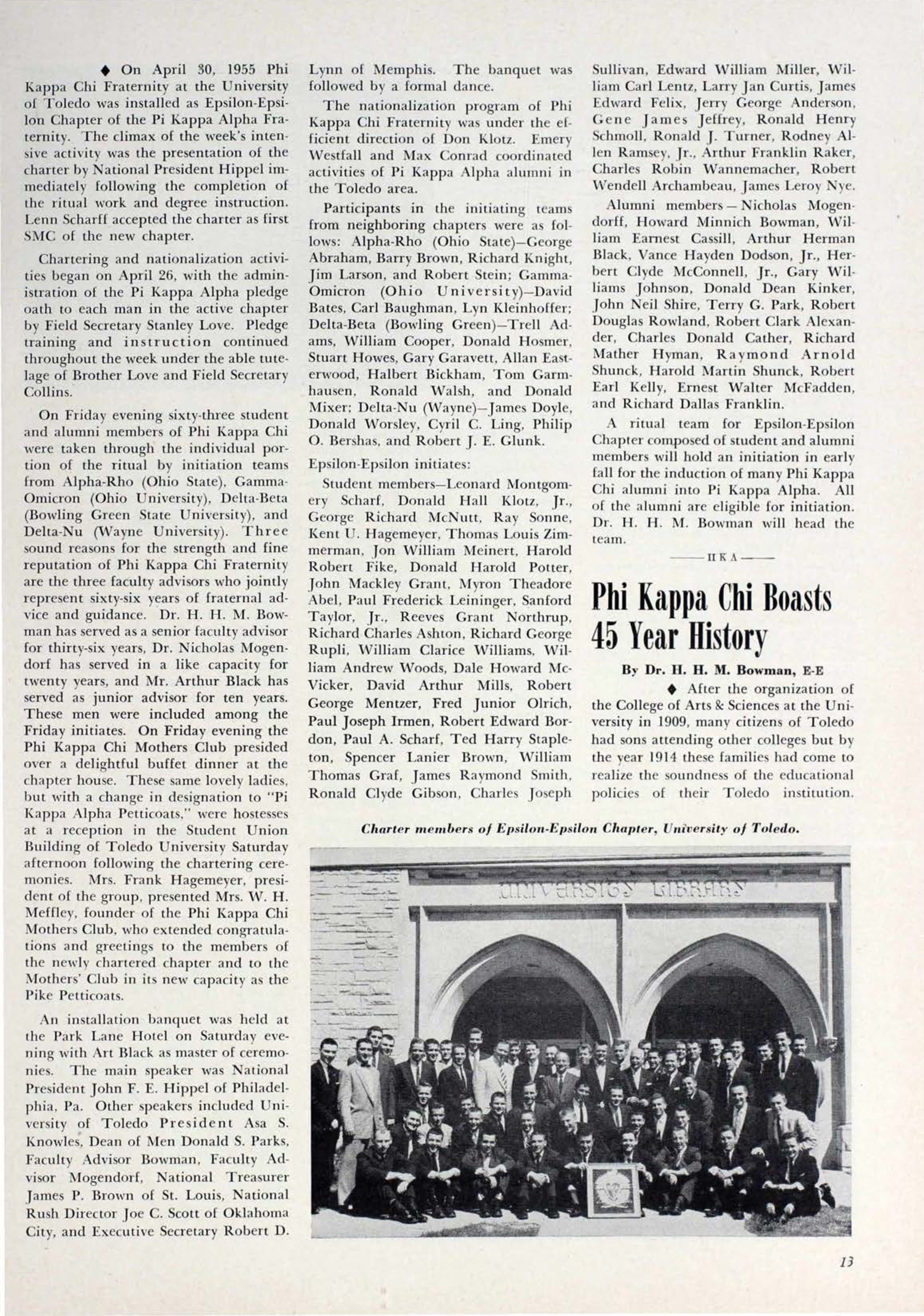 Phi Kappa Chi Boasts 45 Year History